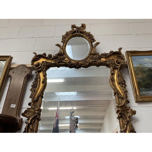 272 - MODERN REPRODUCTION ORNATE GILT STYLE DECORATIVE WALL MIRROR OF LARGE PROPORTIONS 68