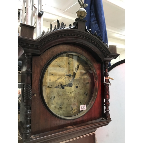 336 - VICTORIAN MAHOGANY CASED 8 DAY BRASS FACED GRANDFATHER CLOCK THOMAS HENCHER MUSSELBURGH H86