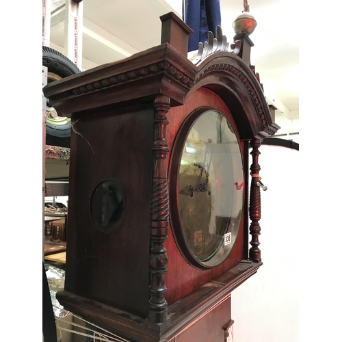 336 - VICTORIAN MAHOGANY CASED 8 DAY BRASS FACED GRANDFATHER CLOCK THOMAS HENCHER MUSSELBURGH H86