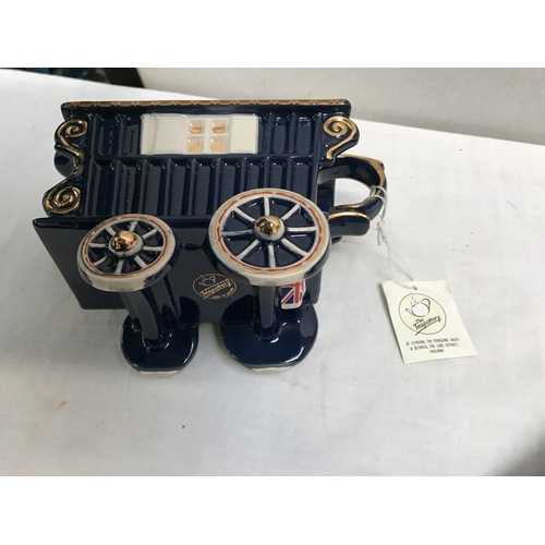 346 - LIMITED EDITION TEAPOTTERY GYPSY CARAVAN TEA POT AND 2 SMALLER TEA POTS