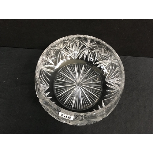 348 - GOOD QUALITY HEAVY GLASS FRUIT BOWL DIA 10.5