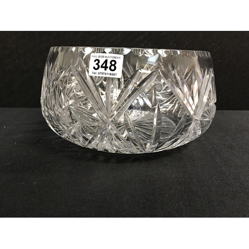 348 - GOOD QUALITY HEAVY GLASS FRUIT BOWL DIA 10.5