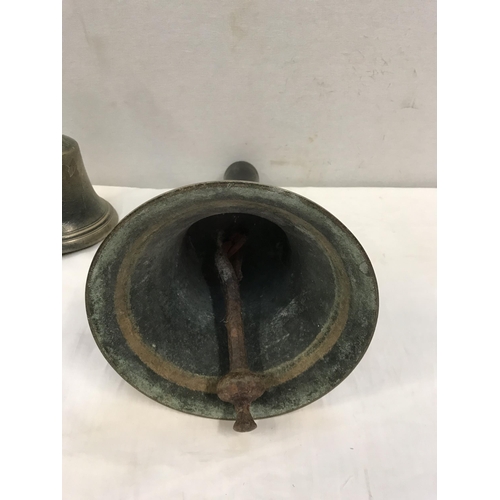 351 - LARGE VICTORIAN SCHOOL BELL AND 1 SMALLER EXAMPLE 16