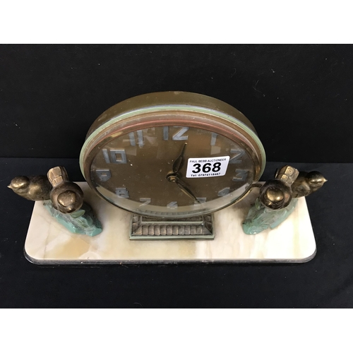 368 - ART DECO MARBLE BASED CLOCK DECORATED WITH BIRDS