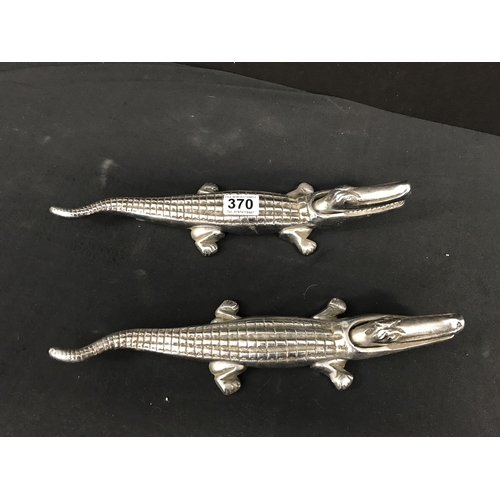 370 - 2 CHROME CROCODILE NUT CRACKERS