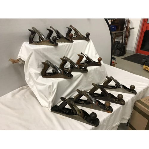 392 - BOX OF STANLEY WOOD PLANES, 1 NO 3, 4 NO 5'S AND 5 NO 4'S