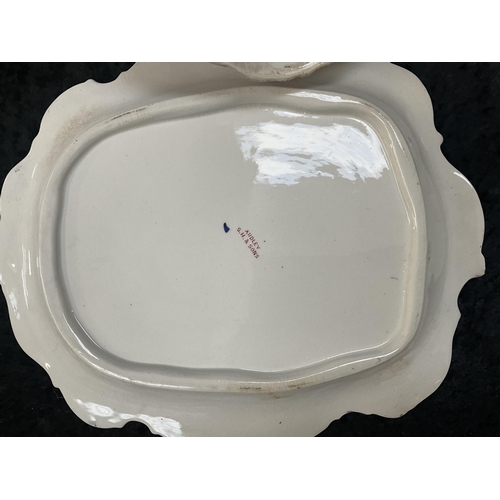 403 - VICTORIAN CHEESE DISH OF LARGE PROPORTIONS DECORATED WITH FOILAGE H11