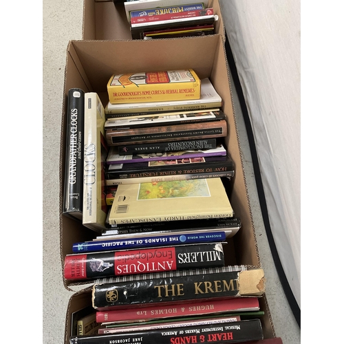 417 - 4 BOXES OF BOOKS AND A POSTCARD ALBUM OF SHREWSBURY REALTED POSTCARDS