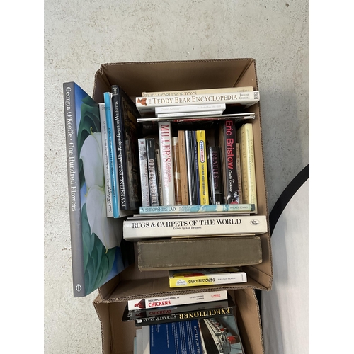 417 - 4 BOXES OF BOOKS AND A POSTCARD ALBUM OF SHREWSBURY REALTED POSTCARDS