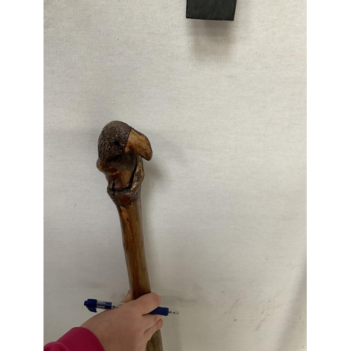 424 - QTY OF WALKING CANES WITH CARVED ANIMAL HEADS - LONGEST 59