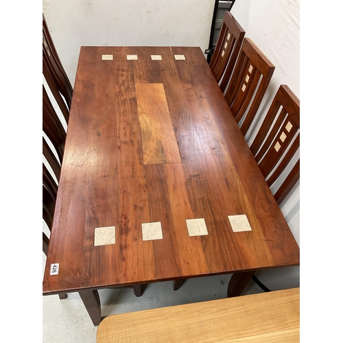 426 - MODERN MAHOGANY DINING TABLE AND 6 MATCHING CHAIRS - H 31