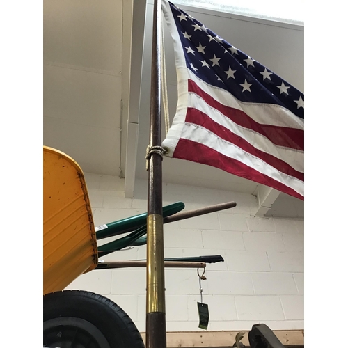 409A - AMERICAN FLAG ON POLE DECORATED WITH BRASS EAGLE