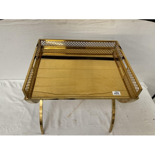 455 - BRASS STRETCHERED GALLERY TRAY ON STAND H 22