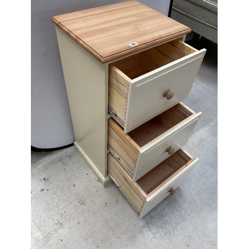 459 - CREAM AND PINE MODERN FILING CABINET - H 44