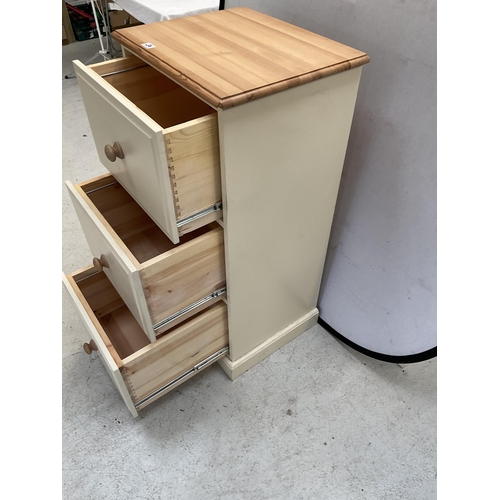 459 - CREAM AND PINE MODERN FILING CABINET - H 44