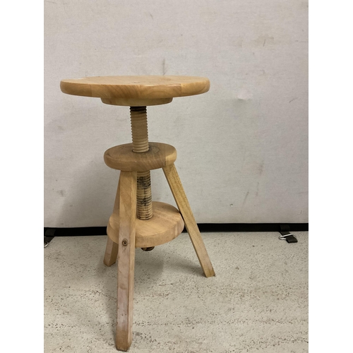 486 - BEECH ADJUSTABLE REVOLVING STOOL