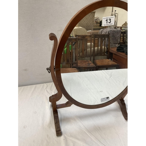 13 - MAHOGANY FRAMED FREE STANDING SWING MIRROR A/F H21