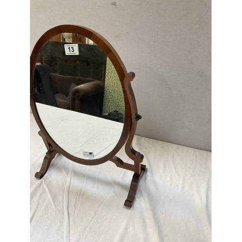 13 - MAHOGANY FRAMED FREE STANDING SWING MIRROR A/F H21