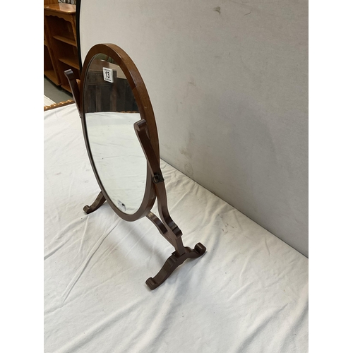 13 - MAHOGANY FRAMED FREE STANDING SWING MIRROR A/F H21