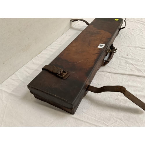 18 - VICTORIAN LEATHER GUN CASE WITH BRASS FITTINGS A/F - L29