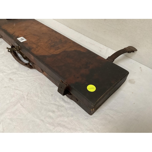 18 - VICTORIAN LEATHER GUN CASE WITH BRASS FITTINGS A/F - L29