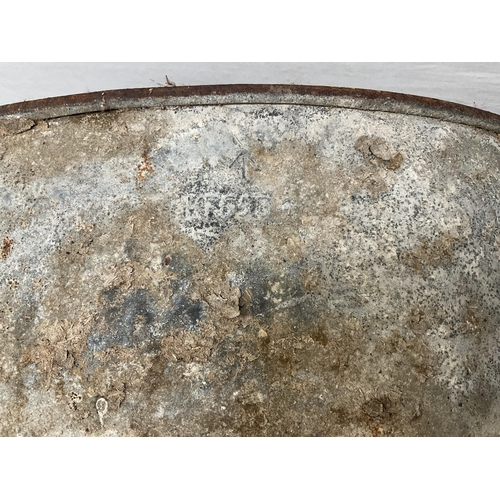 19 - GALVANISED BATH, GALVANISED FEED BUCKET AND A GALVANISED MOP BUCKET