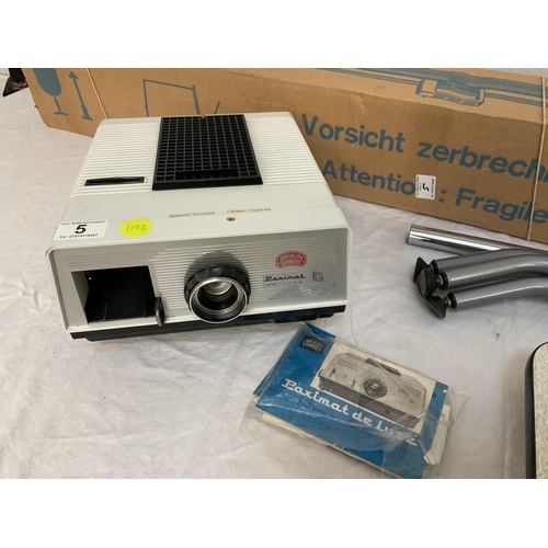 5 - VINTAGE PAXIMAT DULUX  PROJECTOR WITH SCREEN AND STAND AND INSTRUCTIONS