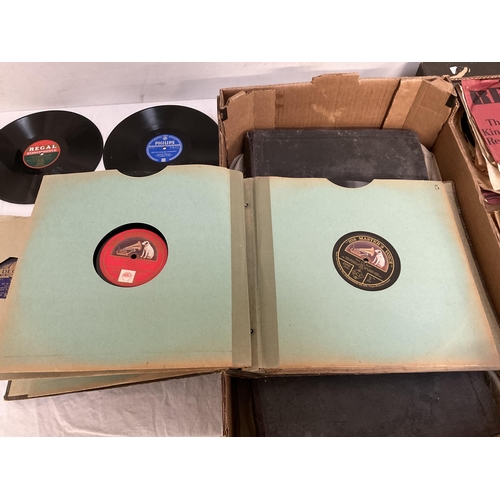 9 - 2 BOXES OF 78'S RECORDS HIS MASTERS VOICE ETC TO INCLUDE ALBUMS