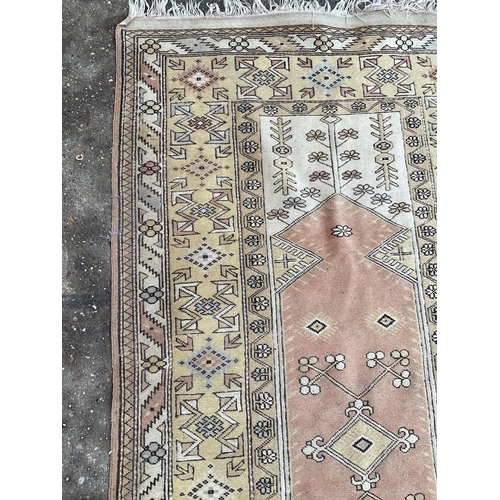 32 - 2 VINTAGE PATTERNED RUGS 
84 X 47