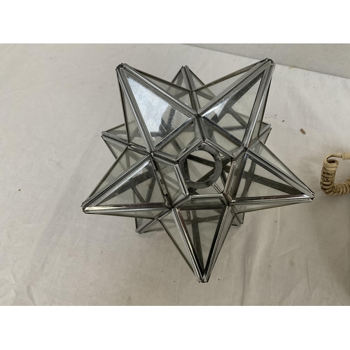 36 - VINTAGE TELEPHONE AND A GLASS STAR LAMPSHADE