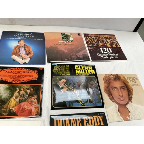 37 - CASE OF RECORDS TO INCLUDE ABBA, GILBERT AND SULLIVAN, KEN DODD, THE BEACH BOYS ETC AND A VINTAGE BO... 