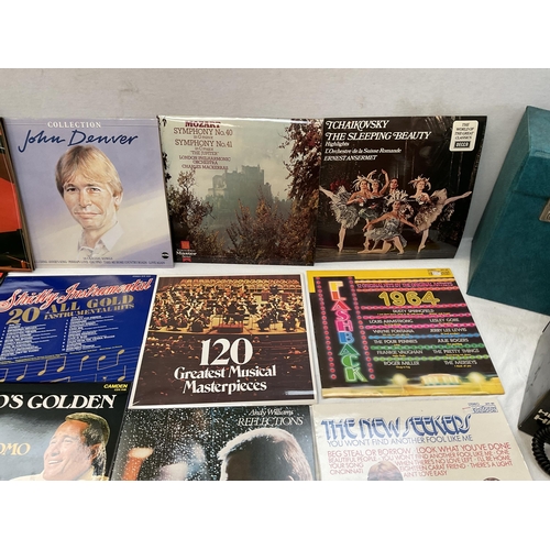 37 - CASE OF RECORDS TO INCLUDE ABBA, GILBERT AND SULLIVAN, KEN DODD, THE BEACH BOYS ETC AND A VINTAGE BO... 