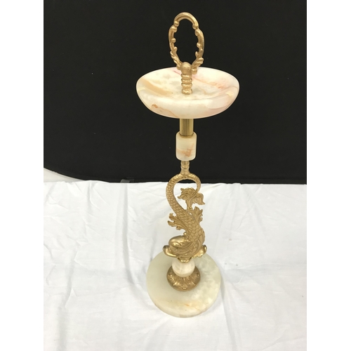 112 - ONYX AND BRASS SMOKERS STAND - H 27