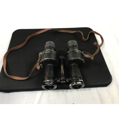 138 - VINTAGE MILITARY BINOCULARS IN LEATHER CASE PRISMATIC NO 6