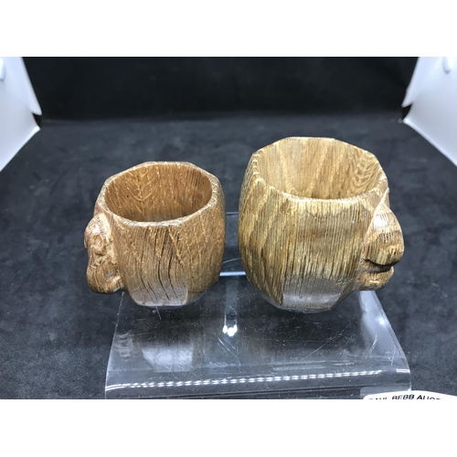 151 - 2 MOUSEMAN OAK NAPKIN RINGS