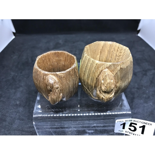 151 - 2 MOUSEMAN OAK NAPKIN RINGS