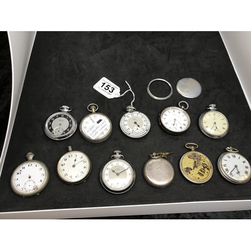 153 - QTY OF VINTAGE POCKET WATCHES TO INCLUDE SILVER CASED EXAMPLES A/F