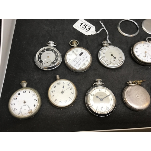 153 - QTY OF VINTAGE POCKET WATCHES TO INCLUDE SILVER CASED EXAMPLES A/F