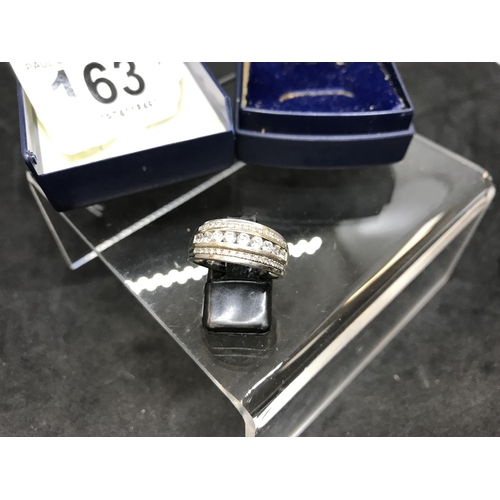 163 - 9CT WHITE GOLD LADIES RING - SIZE O