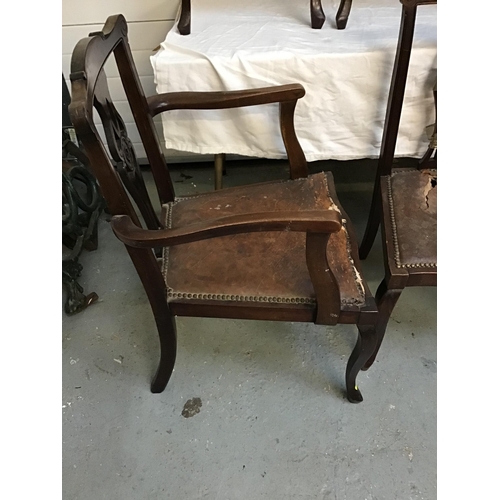 203 - SET OF 8 EDWARDIAN MAHOGANY DINING CHAIRS TO INCLUDE 6 DINING AND 2 CARVERS A/F