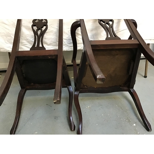 203 - SET OF 8 EDWARDIAN MAHOGANY DINING CHAIRS TO INCLUDE 6 DINING AND 2 CARVERS A/F