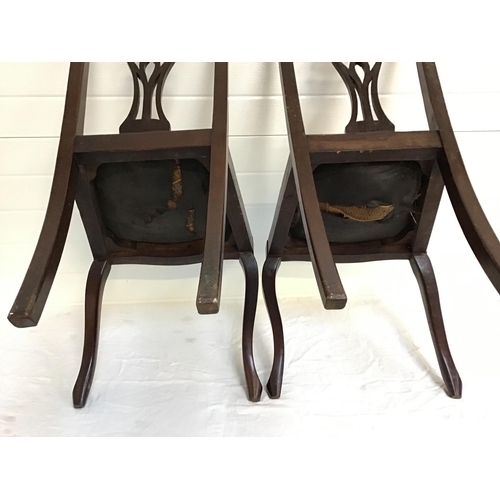 203 - SET OF 8 EDWARDIAN MAHOGANY DINING CHAIRS TO INCLUDE 6 DINING AND 2 CARVERS A/F