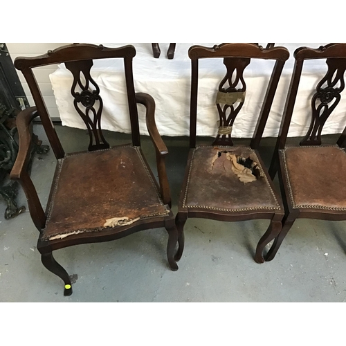 203 - SET OF 8 EDWARDIAN MAHOGANY DINING CHAIRS TO INCLUDE 6 DINING AND 2 CARVERS A/F