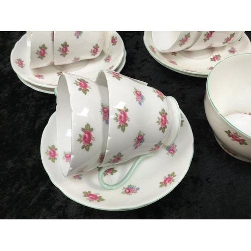 178 - VINTAGE SHELLEY TEA SET ROSEBUD PATTERN (40 PIECES)