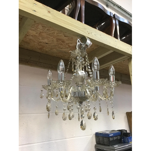 192 - PAIR OF MODERN 5 STEM GLASS CHANDELIERS