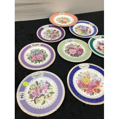 194 - 9 WEDGEWOOD CHELSEA FLOWER SHOW COMMERATIVE PLATES A/F