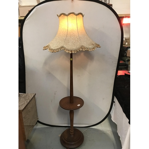 351 - VINTAGE OAK STANDARD LAMP COMPLETE WITH SHADE - H 68