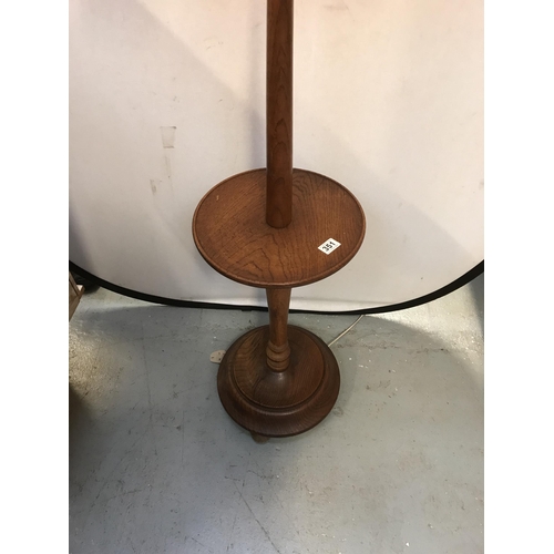 351 - VINTAGE OAK STANDARD LAMP COMPLETE WITH SHADE - H 68