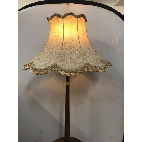 351 - VINTAGE OAK STANDARD LAMP COMPLETE WITH SHADE - H 68