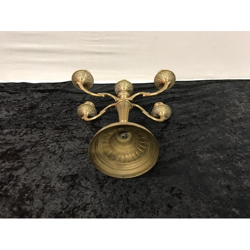 356 - BRASS 4 STEM CANDLEABRA - H 14